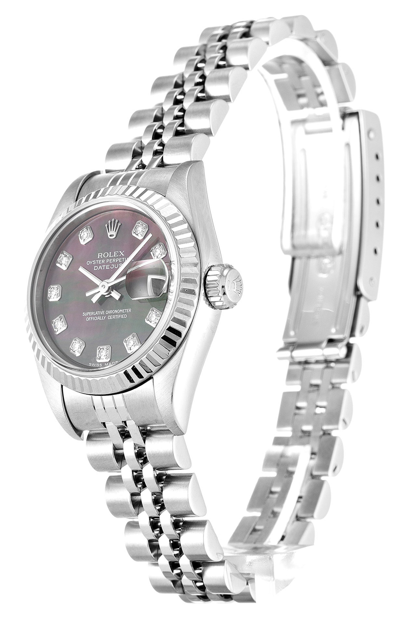 Rolex Datex Just Inossidabile Cinghia In Acciaio Diamond Marker Lady 79174 26MM-1
