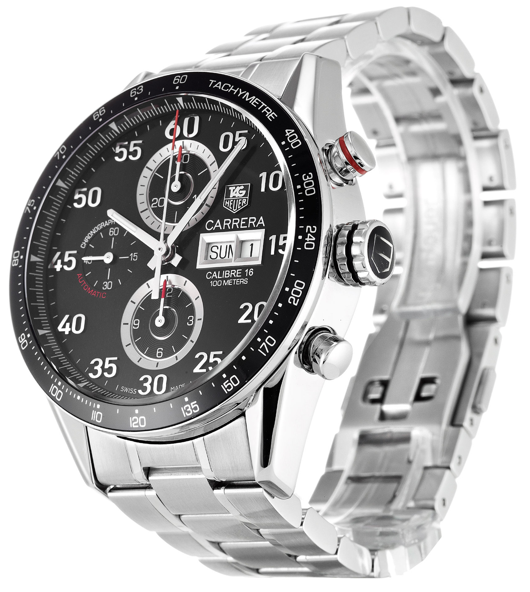 Tag Heuer Carrera Cv2A10.Ba0796 Marcatori Di Quadrante Nero 43MM-1